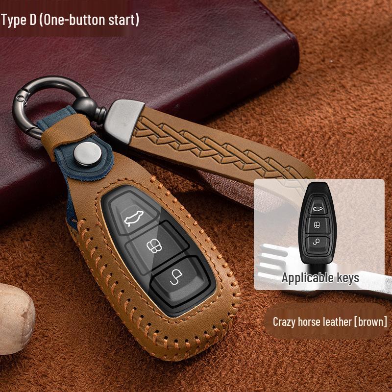 Ford Key Case for Focus, Mondeo, Kuga, Ecosport, Edge, Taurus - Genuine Leather with Buckle