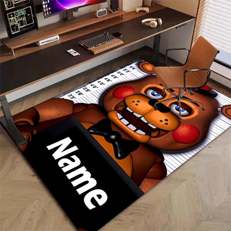 Custom Freddy bear Mat Personalized Name, Polyester Washable Indoor Entryway Rug, Gift for Christmas, Easter, Thanksgiving Day