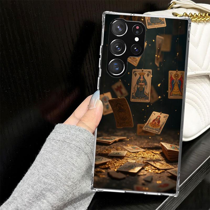 Witch Tarot Card Case for Samsung Galaxy S25 S24 S23 S22 Ultra Soft Phone Cover S25 Edge S21 Plus S20 FE S10 + Black Cover