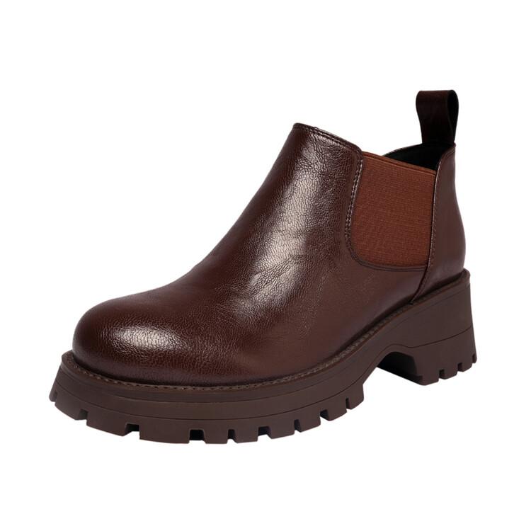 Fashion Autumn Split Leather Ankle Boots Women Round Toe Chunky Heel Platform Boots for Women Winter Short Boots Concise Women Boots