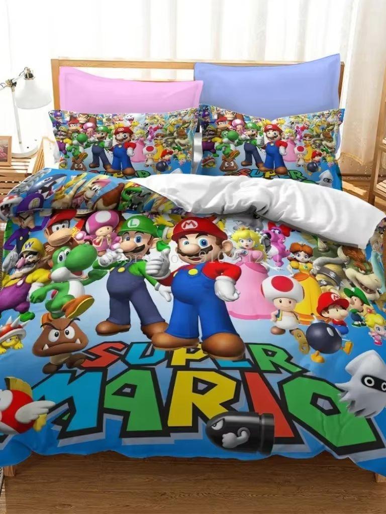 Super Mario Duvet Cover Set Comfortable and Warm Bedding Set for Decorating Your Bedroom and Enhancing Home Life for Teens Gifts