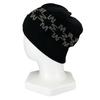 Ausgezeichnete MONCLER Strickmütze BERRETTO Logo-Patch schwarze Baumwolle Damen Gebraucht