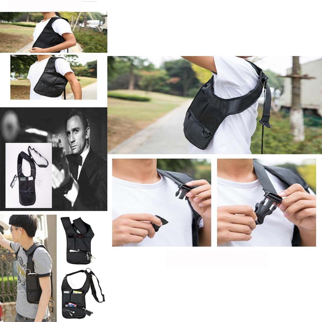 Fashion Mens Antitheft Phone Package Black Shoulder Bag Hidden Backpack For Casual Use