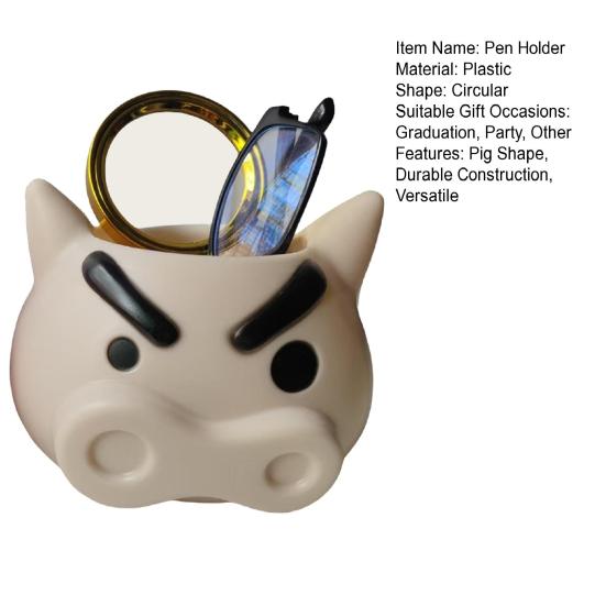 Pen Holder Angry Pig Shape Desk Organizer Large Capacity Plastic Desktop Stationery Storage Box Desk Accessory