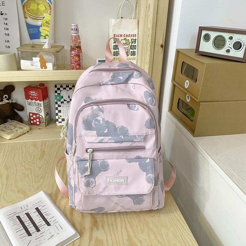 Today's Popular Junior High School and High School Students Cute Printed Bear Backpack Large Capacity College Student Backpack