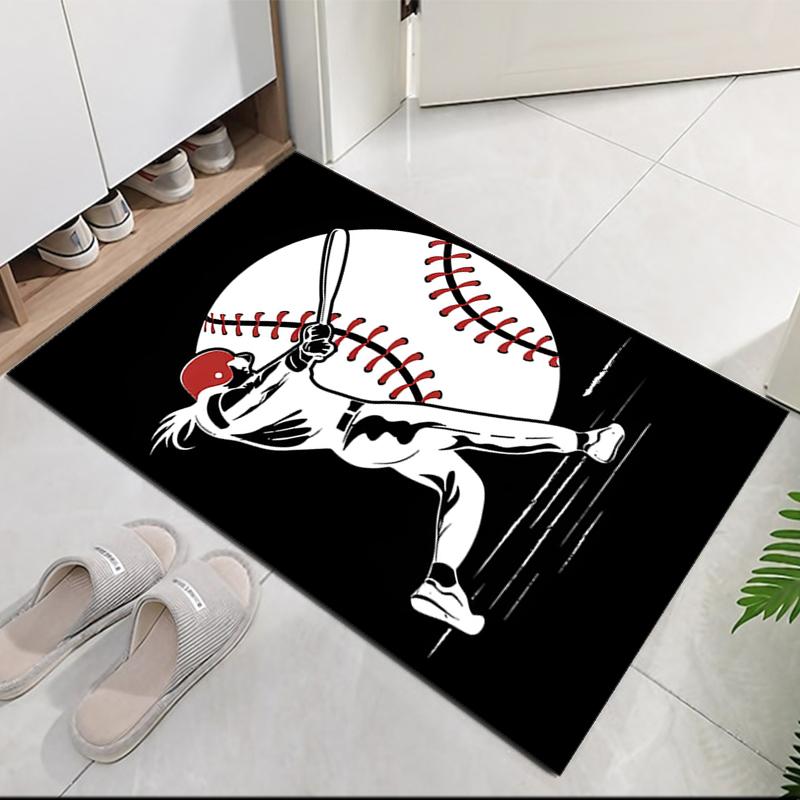 Baseball Printed Carpet, for Office Chair Living Room Bedroom Kitchen Room Decor Gifts.