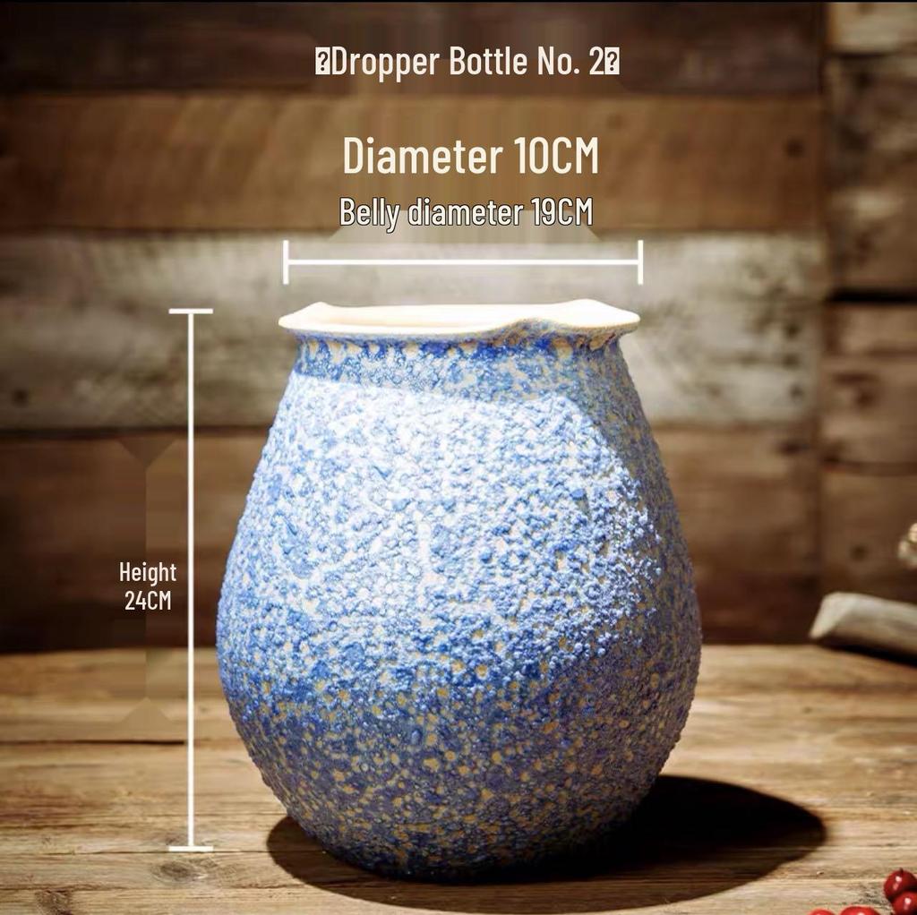 Coarse Pottery Ceramic Vase for Dried Flowers - Small Fresh Home Decor for Living Room, Dining Table, or Hydroponic Use