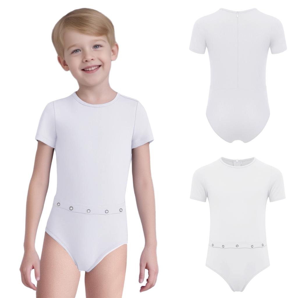 Speciella behov Romper för Barn Pojkar Flickor Bakre Osynlig Dragkedja Anti-Strips Rund Hals Kortärmad Body med Röråtkomst för Medicinsk Vård