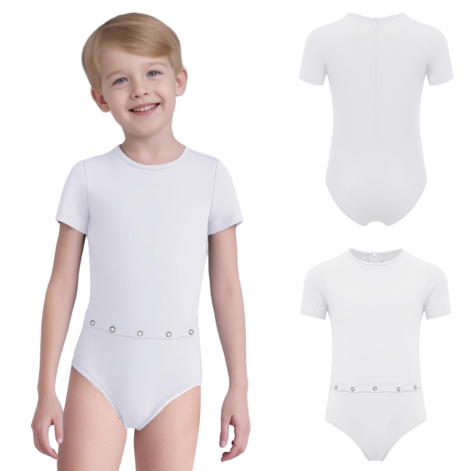 IEFiEL Speciale Behoeften Adaptieve Romper voor Jongens en Meisjes met Onzichtbare Rits aan de Achterkant Anti-Stroop Ronde Hals Korte Mouw Bodysuit met Buis Toegang voor Medische Zorg 11-12 Years wit
