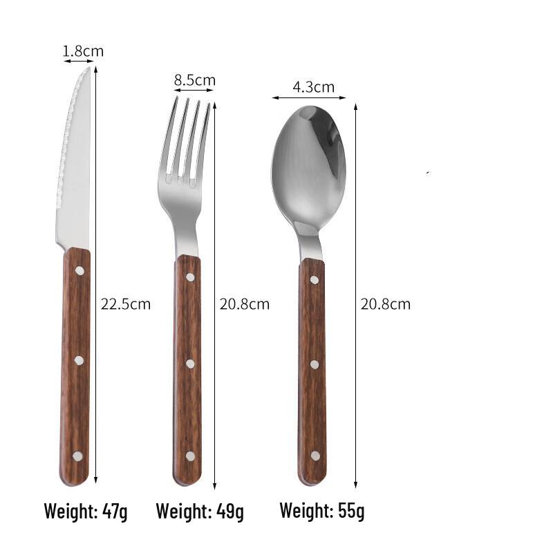 Zhaoran Vintage Teak & Walnut Handle Cutlery Set