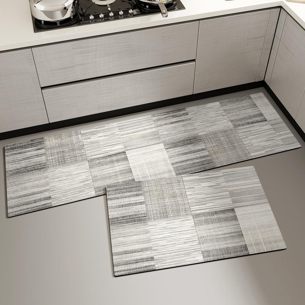 Retro American Style Kitchen Carpet Non-slip Waterproof Oil-proof Kitchen Floor Mat PVC Leather Washable Rug Alfombras De Cocina
