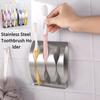 Stainless Steel Wall-Mounted Toothbrush Holder No-Drill Adhesive Bathroom Organizer with 3 Slots, Bathrooms Toothbrush Holder