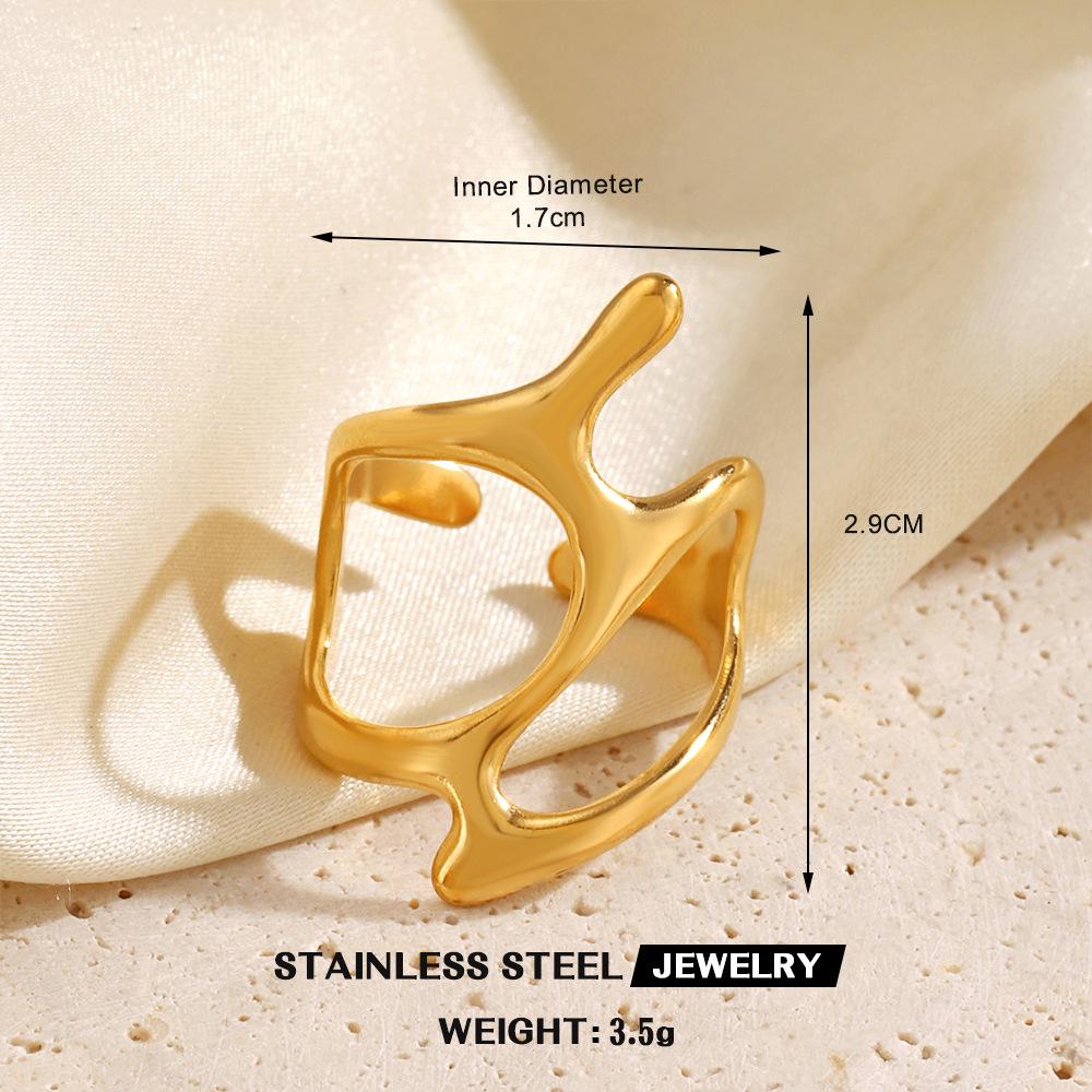 Stainless Steel Heart-Shaped Open Ring for Women - European & American Hip-Hop Style