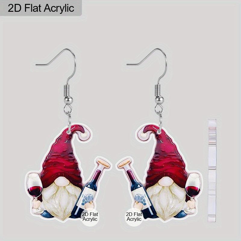 2D Flat Dwarf Red Wine Dangle Earrings, Lightweight Acrylic Material,Suitable for Women, Ideal for Party Gifts, Jewelry, and Christmas Gifts.
