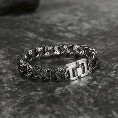 Mode Damen Herren Persönlichkeit Retro Muster Dunkler Kalter Wind Graviertes Armband Schmuck