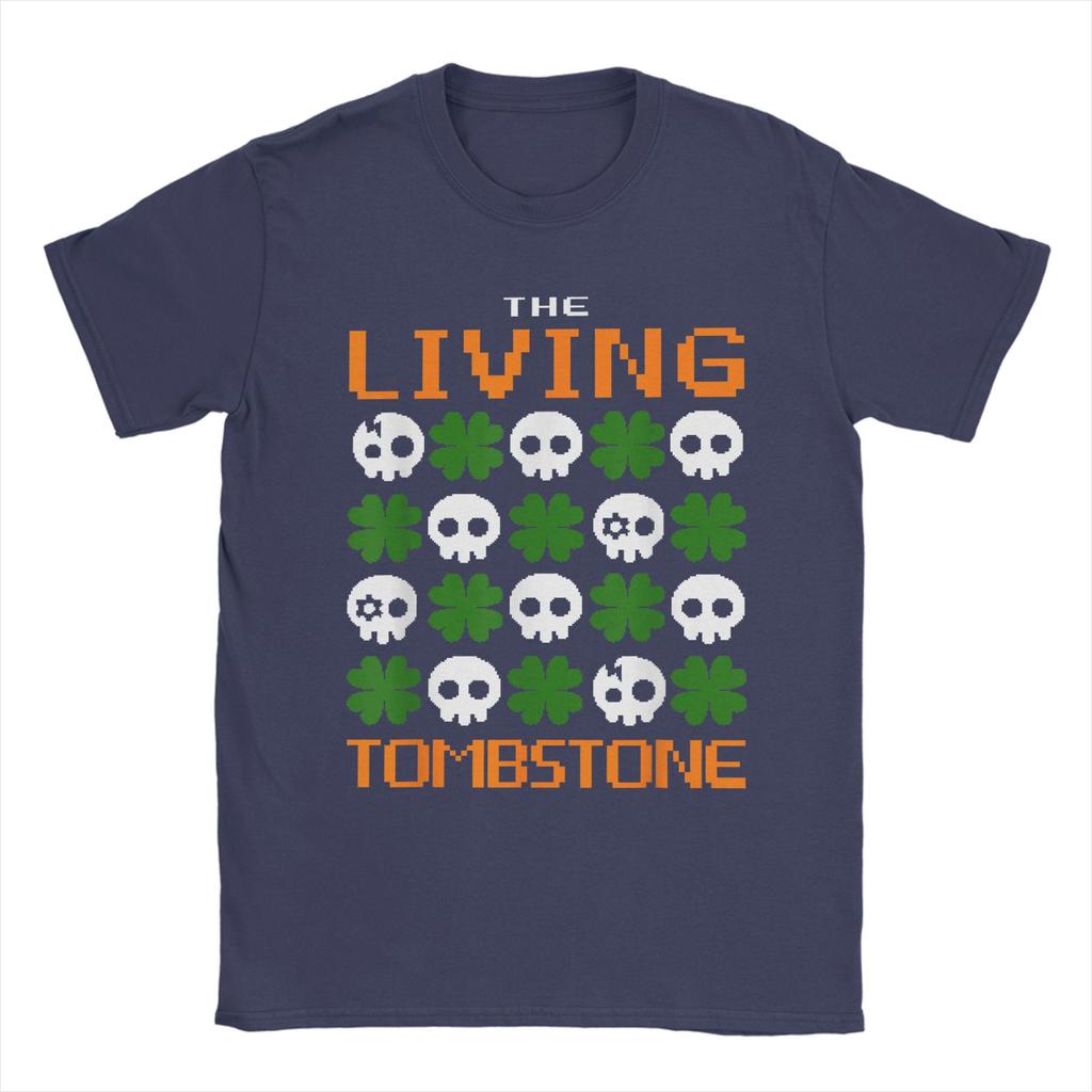 Herren The Living Tombstone St. Patrick's Totenköpfe T-Shirts Rock 100% Baumwolle Oberteile Lustige Kurzarm Rundhals T-Shirts Sommer T-Shirts