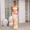 Women's Strapless Floral Print Long Dress - Spring/Summer Fashion, Resort Casual Style