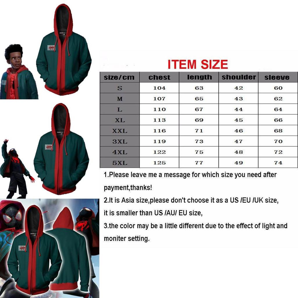 Men Miles Morales Spiderman Into The Spiderverse Hooded Sweatshirt With Long Sleeves And Highquality Spandex Material