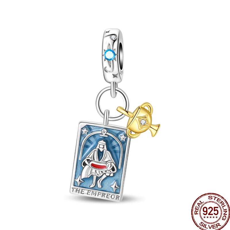 Copper Tarot Star Moon Sun Cross Bible Holy Blessing Amulet Beads Fit 3Mm Pan Original Bracelet Diy Gift