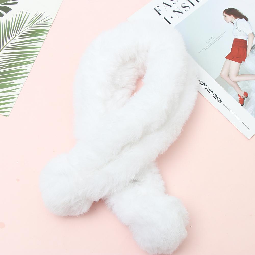 Faux Fur Plush Student Gift Windproof Fur Ball Cross Scarf Neckerchief Plush Scarfs Warm Bib
