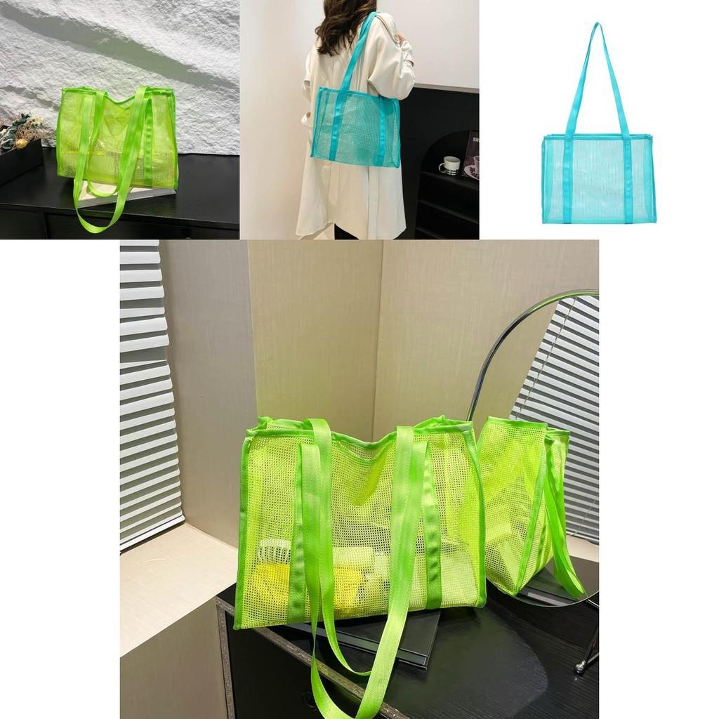 Chic Fashionable One Shoulder Mesh Beach Bag With Soft Lightweight Design