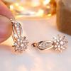 Sparkling  White Zircon Flower Drop Earrings for Women Luxurious Wedding Accessories Exquisite Jewellery Gift