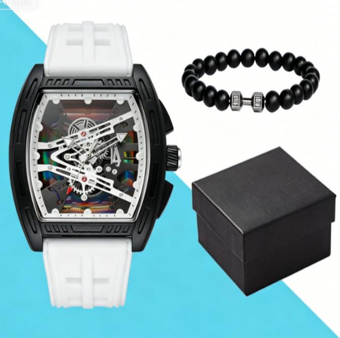 Geneva Men's Steel Band Fashion Calendar Wristwatch - Bestseller Personalized Business Set