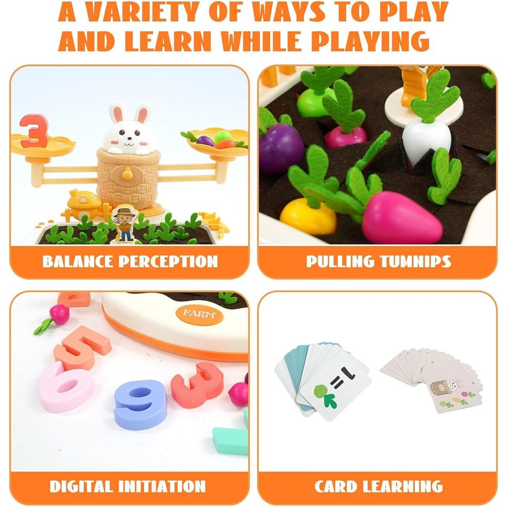 Bunny Balance Math Toy Balance Counting Toys STEM Math Toy Montessori Toy Carrots Harvest Toy Educational Toys Halloween Gift