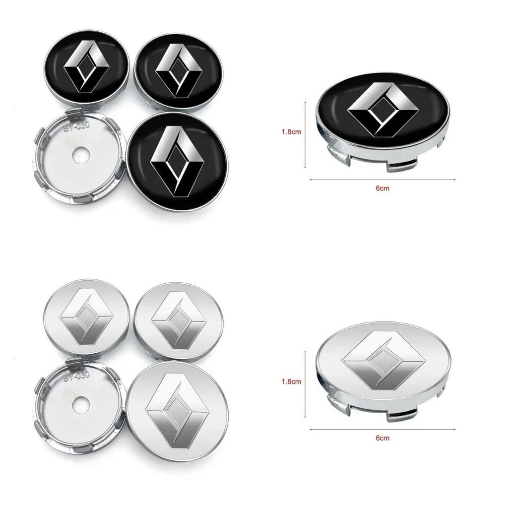 2026 Heiß Für Renault Radkappen 4 Stück 60mm Für Renault Megane 2 3 4 Twingo Clio Talisman Captur Trafic Kwid RS Auto Radnabenabdeckung