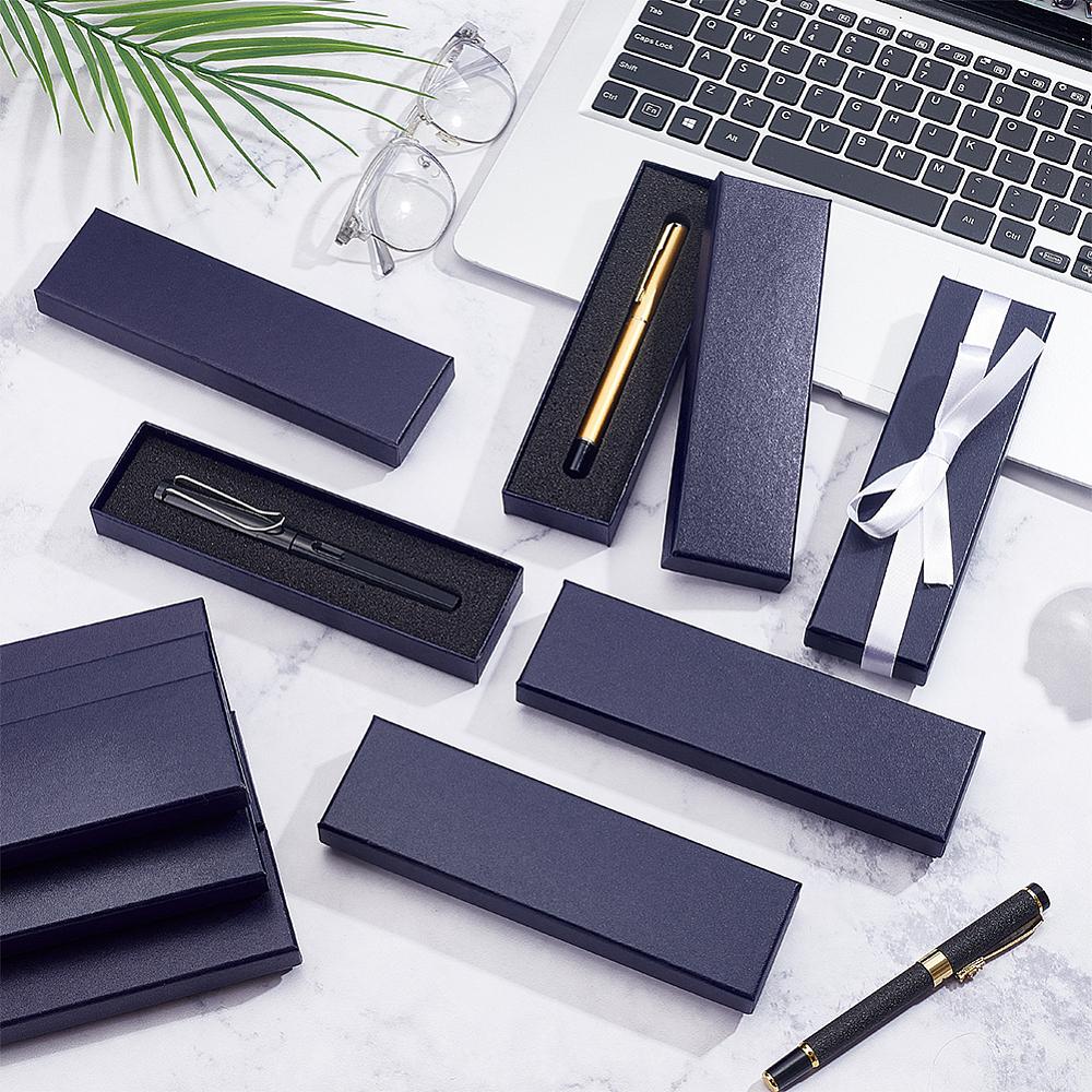 16pcs Cardboard Pen Cases with Sponge Fourtain Pen Box Office & School Supplies Rectangle Midnight Blue 180x51x24mm