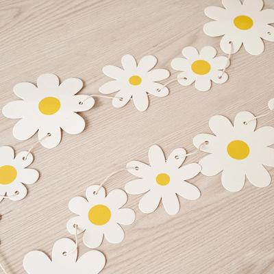 1Set Daisy Banner Birthday Party Burlap White Flower Garland Confetti Daisy Flag Baby Shower Wedding Party Bunting Decoration
