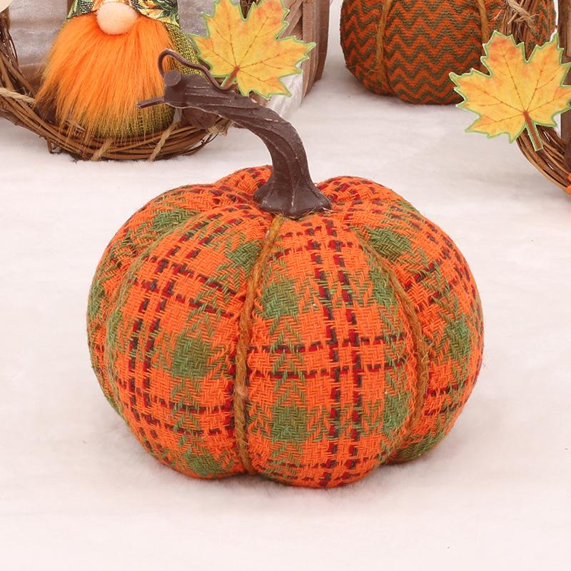 Nieuwe Oogstfeest Thanksgiving Decoratief PP Katoen Gevuld Gebreid Stof Pompoen Tafeldecoratie Set Item