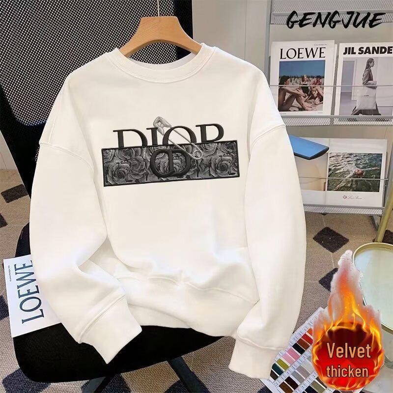 Unisex Fleece-Lined Thick Hoodie: Heavyweight Korean-Style Crewneck for Autumn & Winter