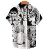 Camisas con Estampado de Anime Japonés Verano 2023 Nueva Camisa para Hombre Impresión 3D Estampado de Terror Ropa Hawaiana Diseño Personalizado Top para Hombre