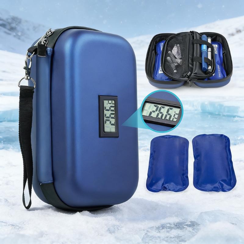 Insulin Cooler Travel Case Mini Insulin Cooler Bag Heat Insulation Temperature Display Medicine Diabetic Supplies Travel Case
