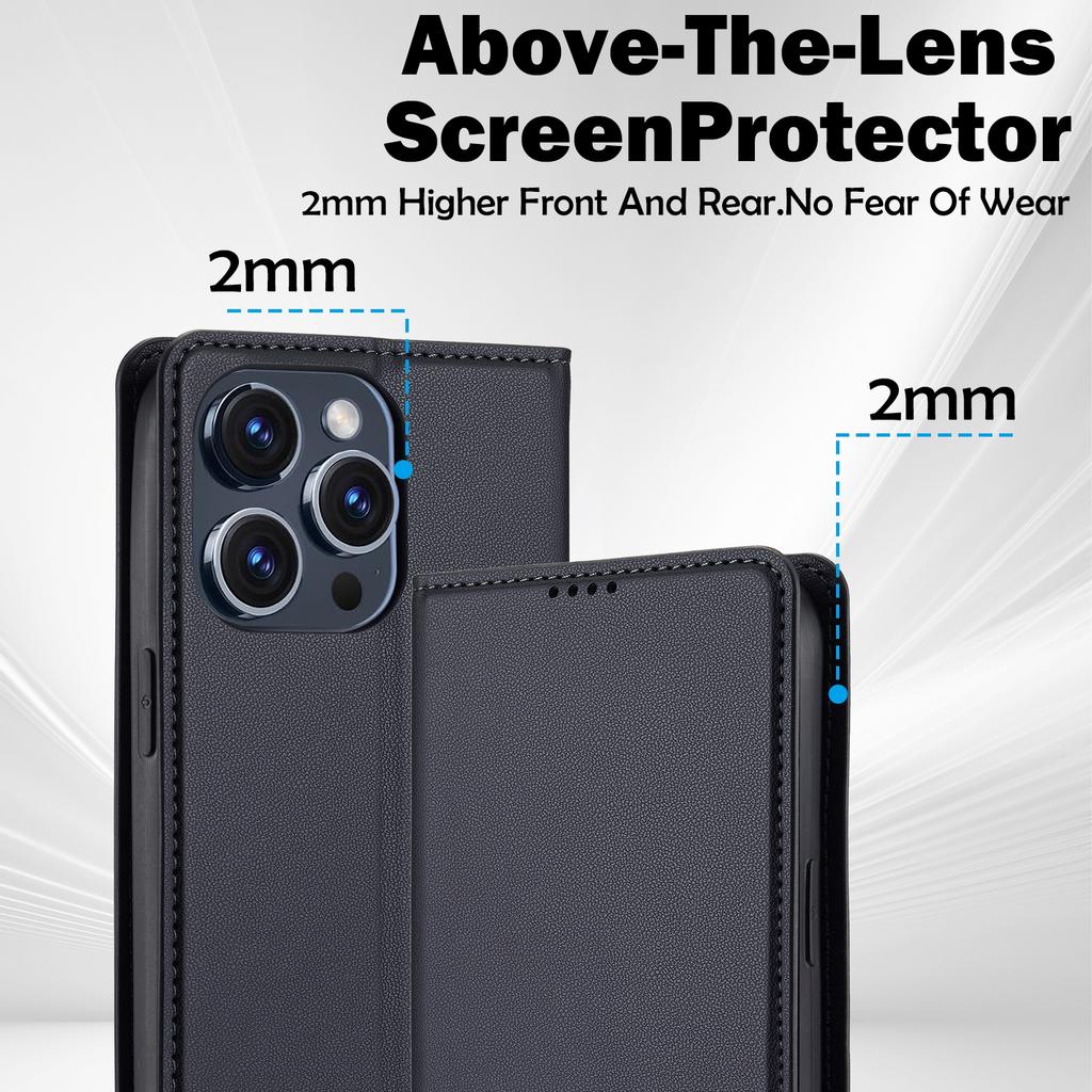 LC.IMEEKE L1 Series for iPhone 15 Pro Case PU Leather Wallet Stand Protective Phone Cover