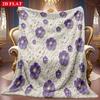1pc 2D Purple White Floral Vine Theme Pattern Flannel Blanket, Soft HD Digital Print, Cooling Blanket All-Season Use! Soft And Breathable 100% Polyest