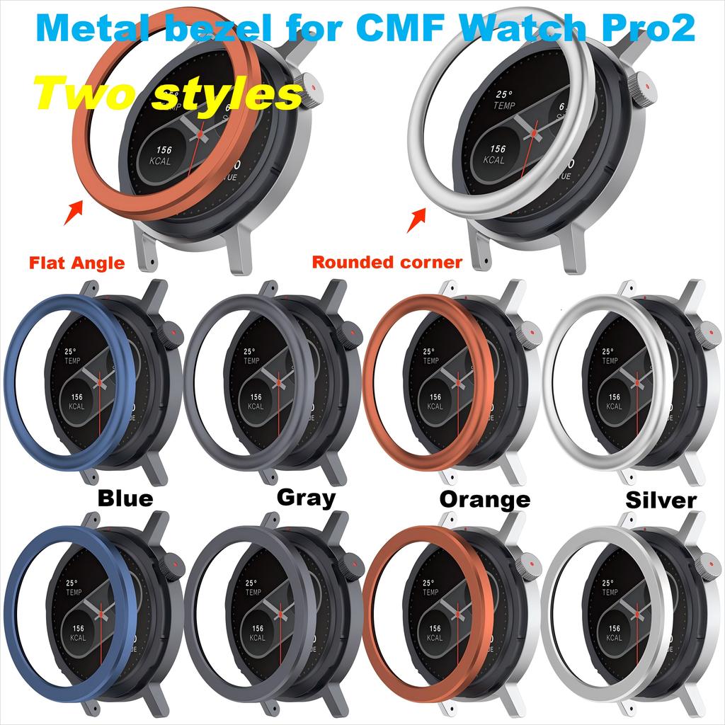 Flat Angle Rounded corner Metal bezel for CMF Watch Pro 2 smart watch case Bumper For CMF BY NOTHING watch pro2 Case Accessories