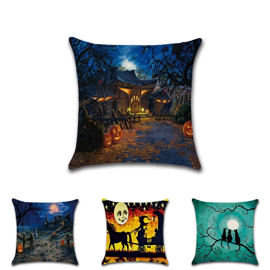 High-quality Flax Halloween Pumpkin Pillow Covers For Witch And Haunted House Decor