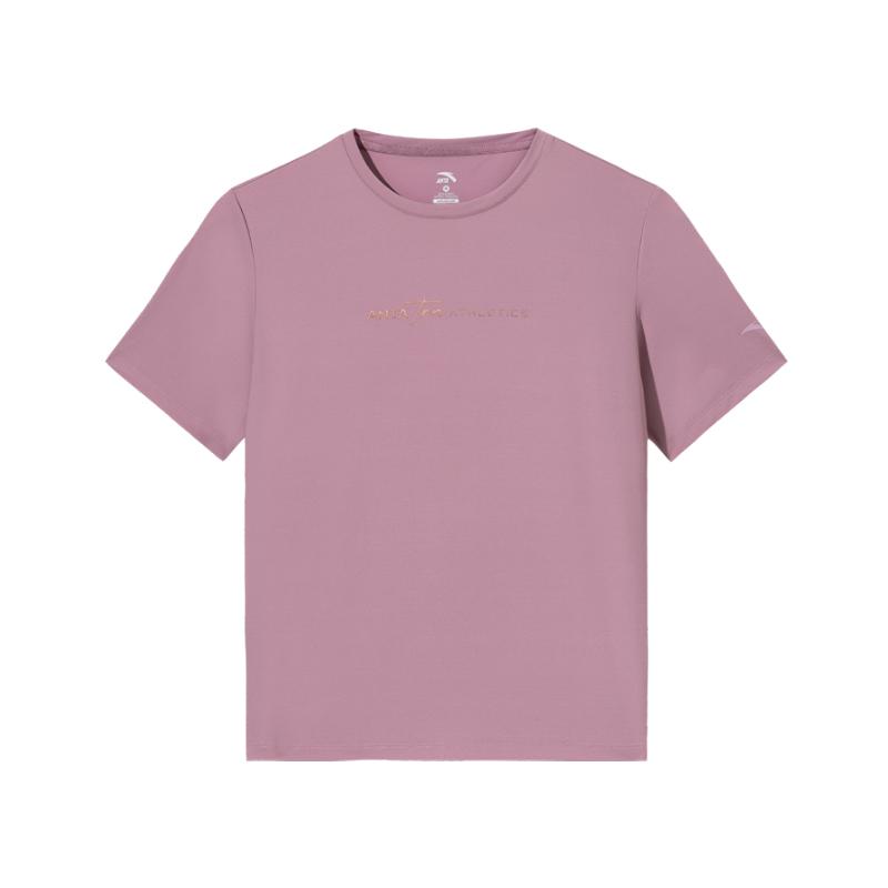 

Anta Minimalist Versatile Letter Comfortable Round Neck Pullover Short Sleeve T-Shirt Women T-Shirts Lavender-Pink 162537121-5 S
