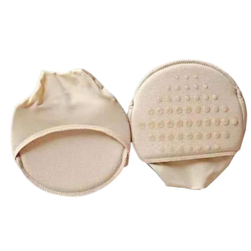 1 Pair Women Sheer Mesh Toe Cover with Padding Non-Skid Bottom Toe Topper Liner Forefoot Pads Cushion Half Socks Insoles