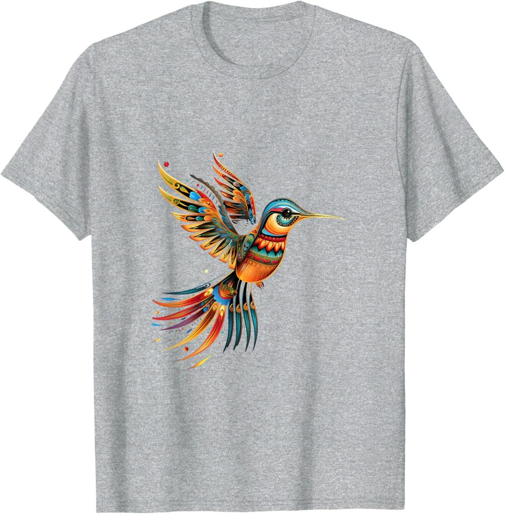 Hummingbird Indian Tribal Art Indian Indigenous TShirt Vintage Cotton Casual Graphic T Shirts Gifts for Unisex Camisas Streetwear