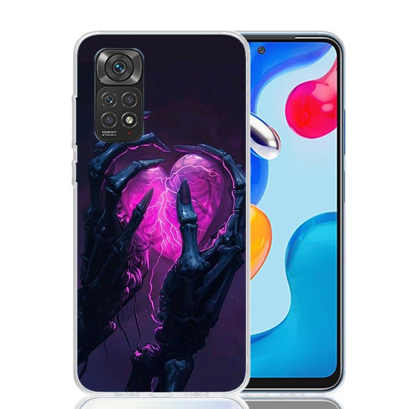 Anatomy Skeleton Heart Lovey Kiss Phone Case For Xiaomi Redmi Note 13 14 15 Pro Plus 12S 12 14S 11S 11E 10 10S 11 11T 5G 4G Cove