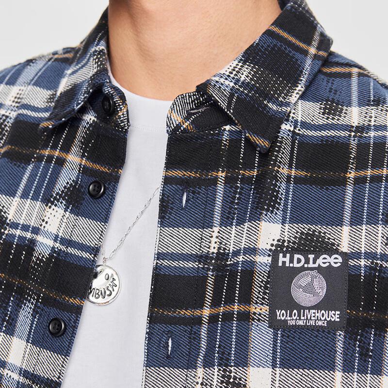 Lee Męska koszula w kratę z długim rękawem, o komfortowym kroju, z teksturowanym wzorem