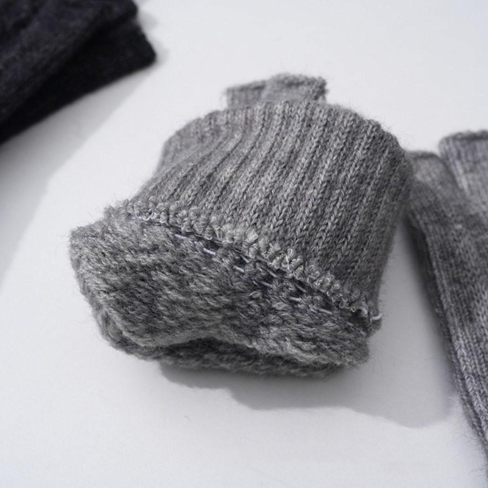 Fashion Solid Color Winter Gloves Exposed Finger Thick Half Finger Gloves Hand Protector Warm Mittens Outdoor