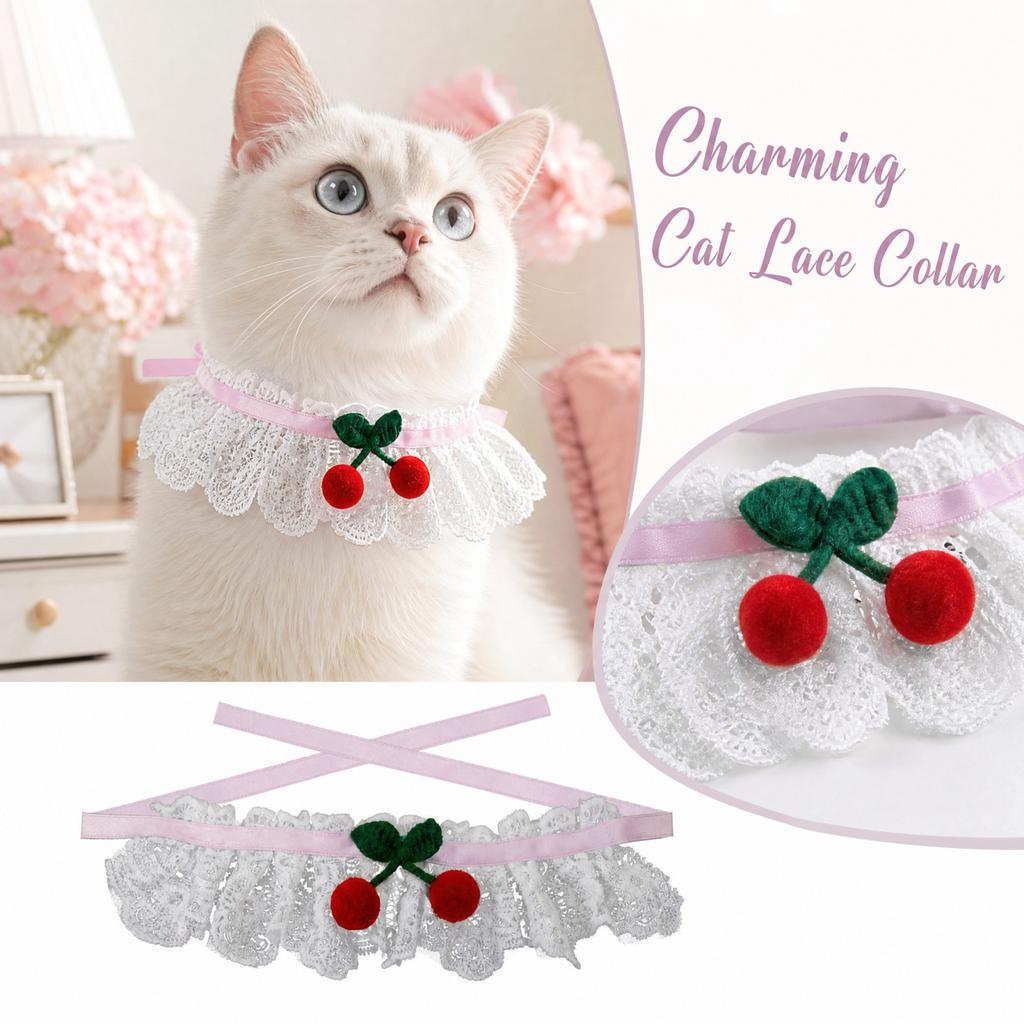 Lace Pet Collar with Neck Scarf and for Cats and Dogs Cute Accessories