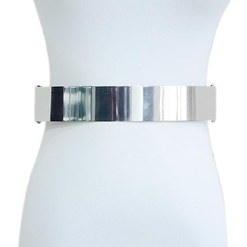 

Meier Women s decorative mirror sequin4cm metal large iron piece wide girdle elastic waistband 70-90cm срібний