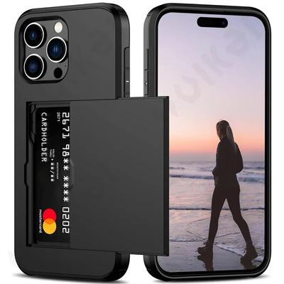 Armor Case for IPhone 15 14 13 12 11 Pro Max X XR XS 7 8 Plus 2023 Slim Dual Laye Heavy Duty Protective Hidden Card Slot Wallet Cover