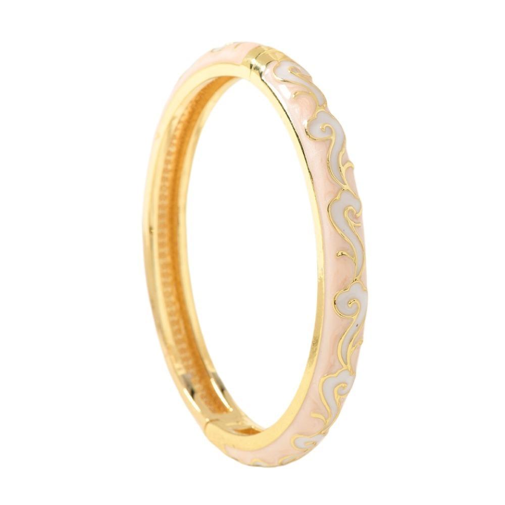 

Golden Edge Auspicious Clouds Vintage Cloisonne Bangle Enamel Chinese Chinese Flower Bangle Traditional Classic світло-рожевий колір