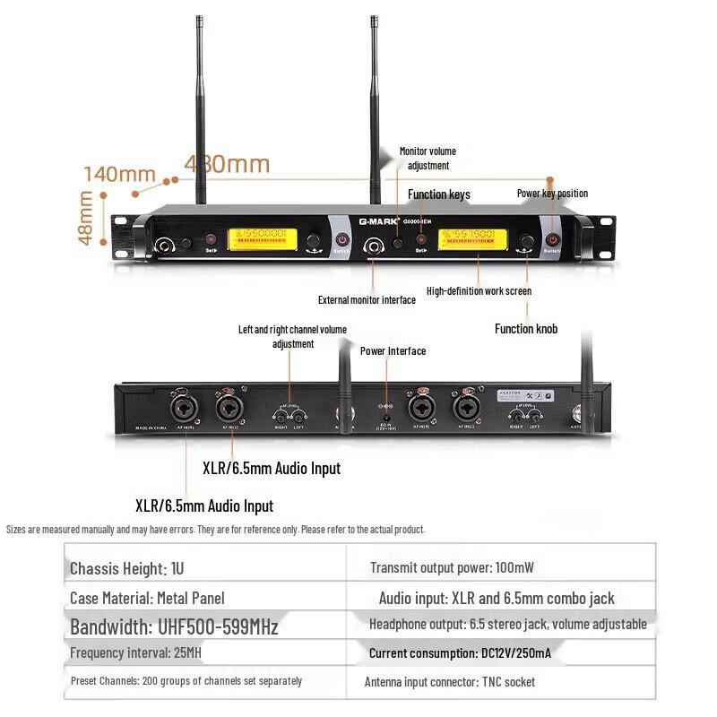 G-MARK G5000 Professional Dual-Channel Wireless In-Ear Monitor System